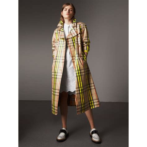 burberry laminated check trench coat|Burberry trench coat outlet.